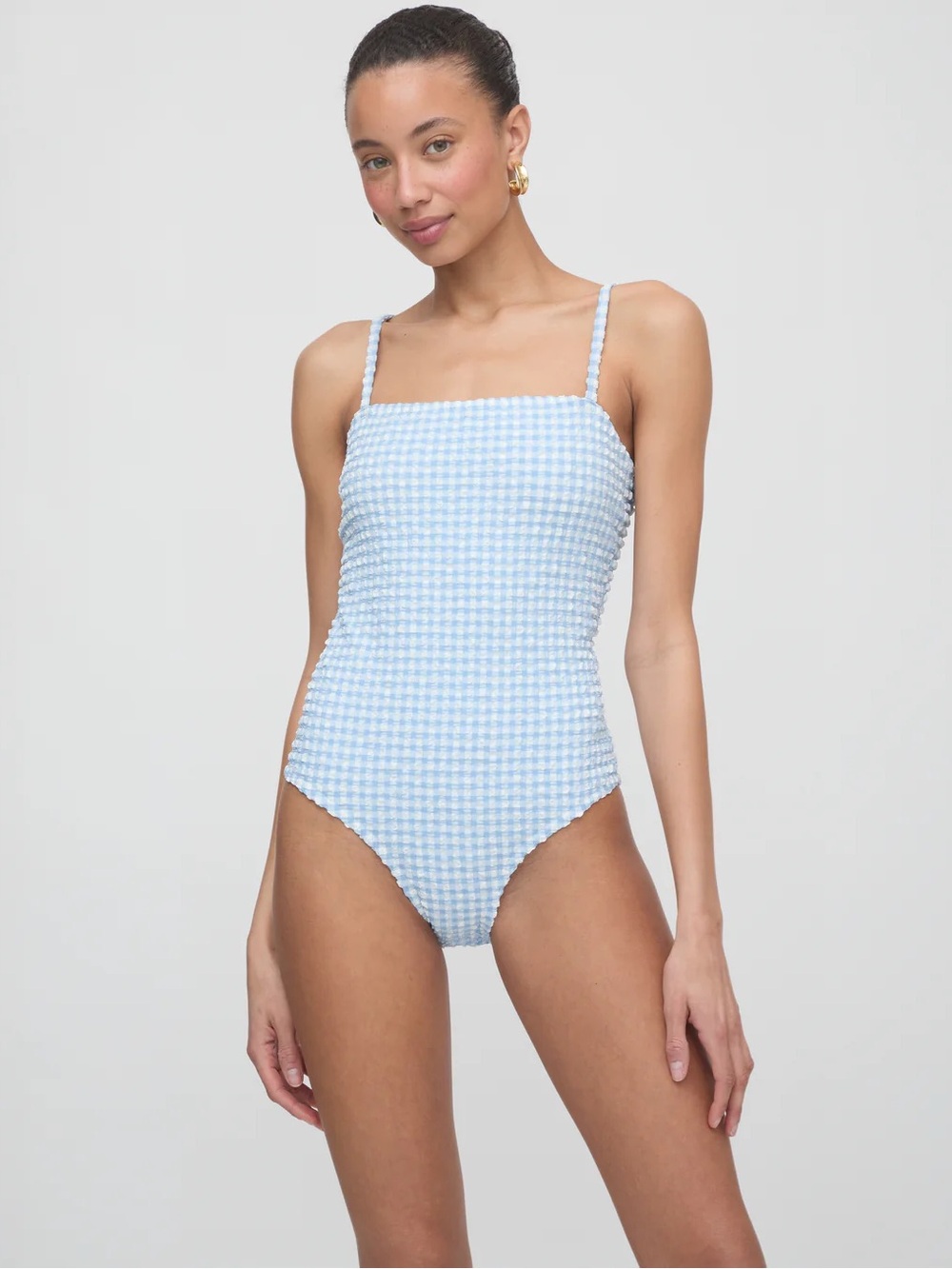 NWT Hill House Giana One Piece Blue Gingham Sz Large